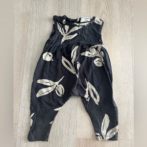 Charcoal and White Leafy Romper